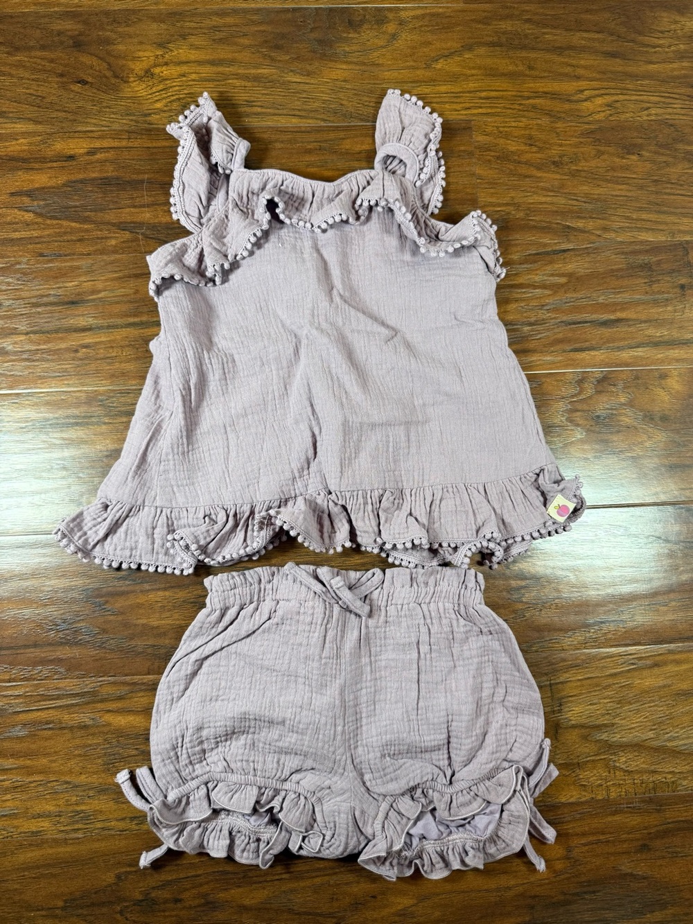 cheeky plum purple Ruffle Tank & Shorts cotton Set